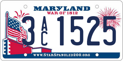 MD license plate 3AC1525