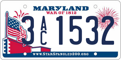 MD license plate 3AC1532