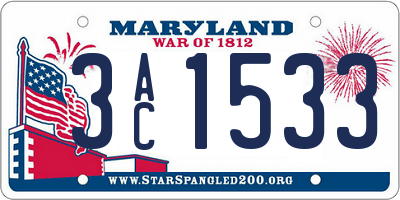 MD license plate 3AC1533