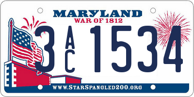 MD license plate 3AC1534