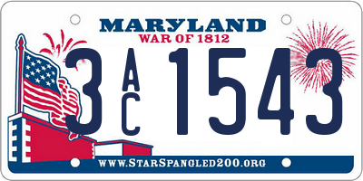 MD license plate 3AC1543