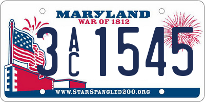MD license plate 3AC1545