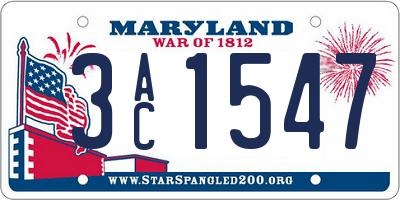 MD license plate 3AC1547