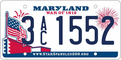 MD license plate 3AC1552