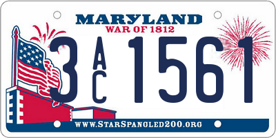 MD license plate 3AC1561