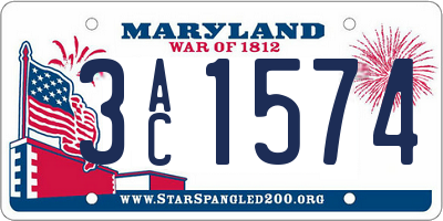 MD license plate 3AC1574