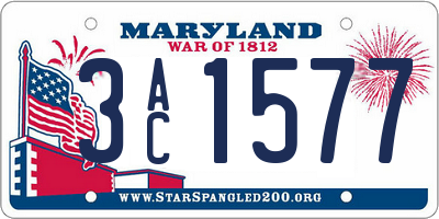 MD license plate 3AC1577