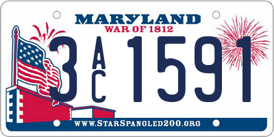 MD license plate 3AC1591