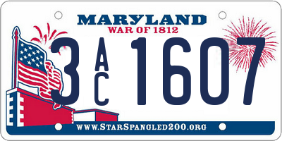 MD license plate 3AC1607