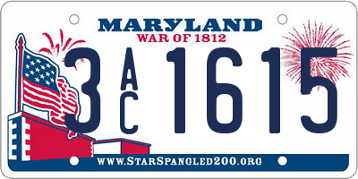 MD license plate 3AC1615