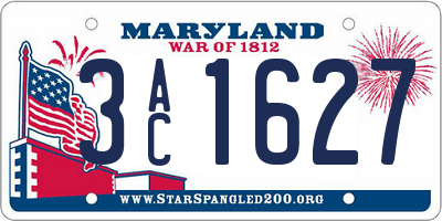 MD license plate 3AC1627