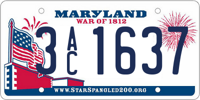 MD license plate 3AC1637