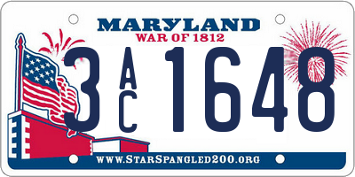 MD license plate 3AC1648