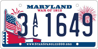 MD license plate 3AC1649