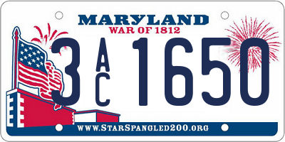 MD license plate 3AC1650