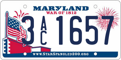 MD license plate 3AC1657