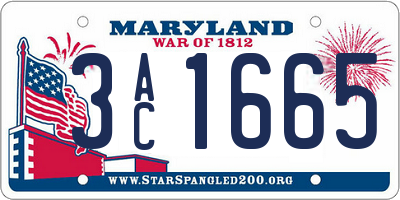 MD license plate 3AC1665