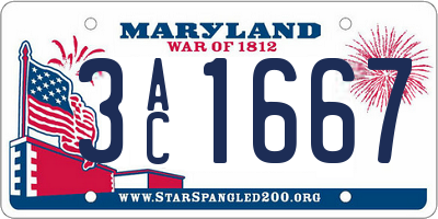 MD license plate 3AC1667