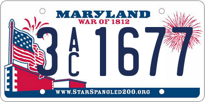 MD license plate 3AC1677