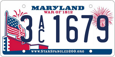 MD license plate 3AC1679