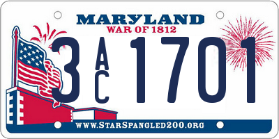 MD license plate 3AC1701