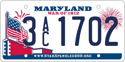 MD license plate 3AC1702