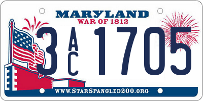MD license plate 3AC1705