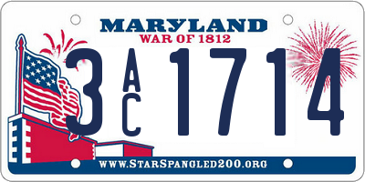 MD license plate 3AC1714