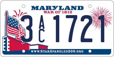 MD license plate 3AC1721