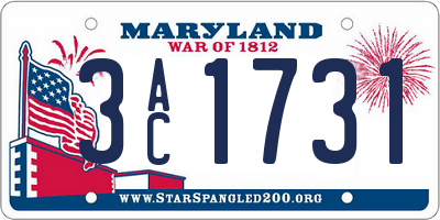 MD license plate 3AC1731