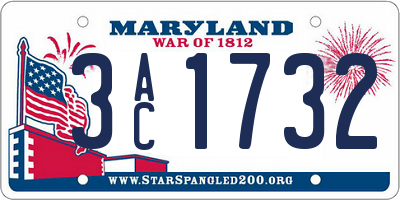 MD license plate 3AC1732