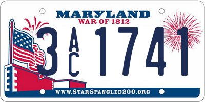 MD license plate 3AC1741