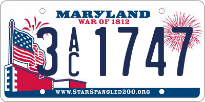 MD license plate 3AC1747