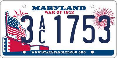 MD license plate 3AC1753