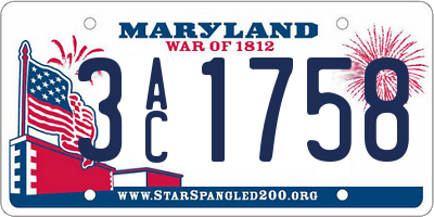 MD license plate 3AC1758