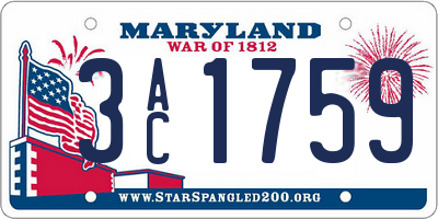 MD license plate 3AC1759
