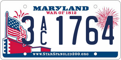 MD license plate 3AC1764