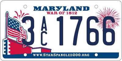 MD license plate 3AC1766