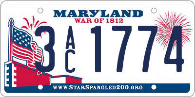 MD license plate 3AC1774