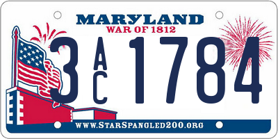 MD license plate 3AC1784