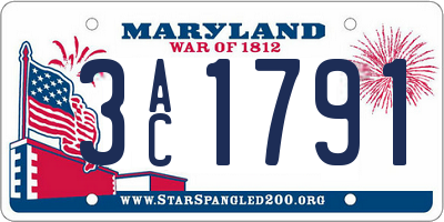MD license plate 3AC1791
