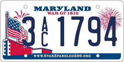 MD license plate 3AC1794