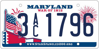MD license plate 3AC1796
