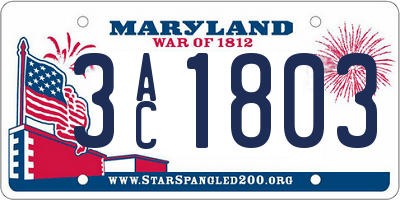 MD license plate 3AC1803