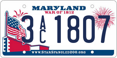 MD license plate 3AC1807