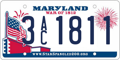 MD license plate 3AC1811