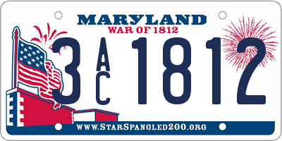 MD license plate 3AC1812