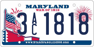MD license plate 3AC1818