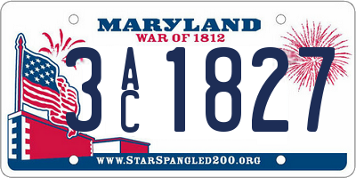 MD license plate 3AC1827