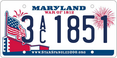 MD license plate 3AC1851